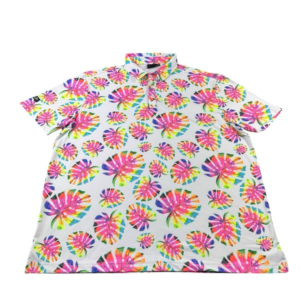 Sunday‎ Swagger White AOP Multicolor Performance Golf Polo Size 2XL